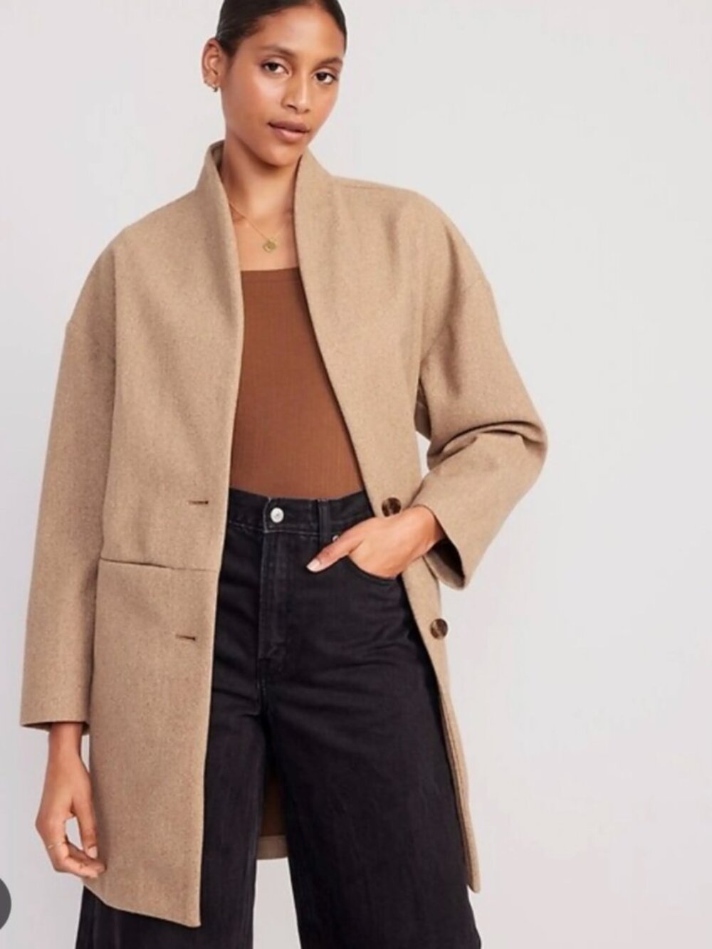 Old Navy Women's Long-Line Camel Color Cardigan Coat - EUC ~ Extra Small
